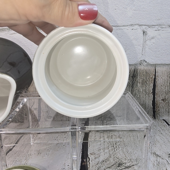 VINTAGE MID CENTURY MODERN CREAM AND SUGAR BOWL DARK JADE GREEN FROM JAPAN EUC - Picture 6 of 10